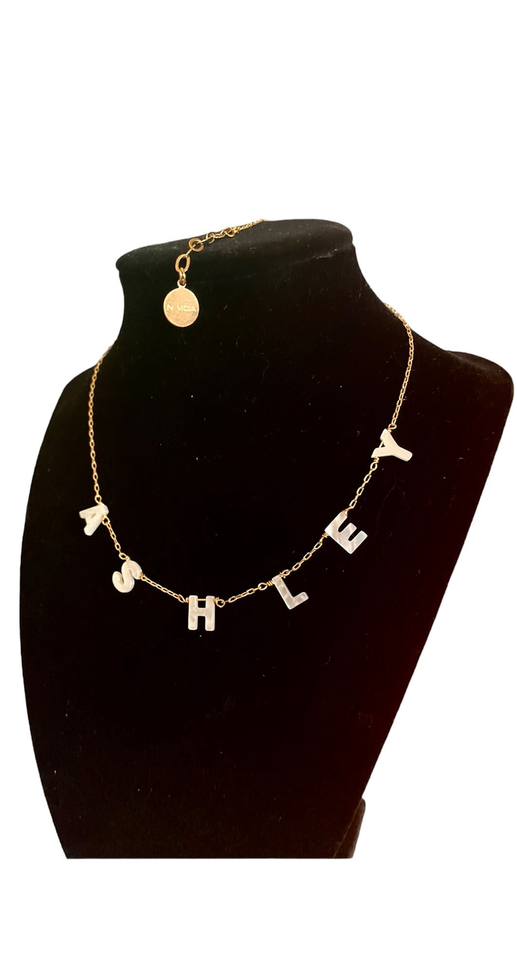 Custom Mother Pearl Letter necklace FROM 6 TO 7 LETTERS