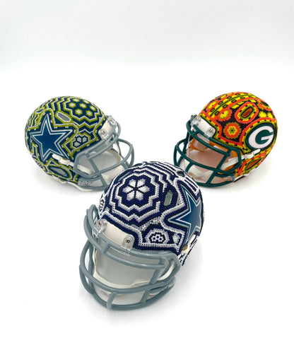 Your favorite NFL TEAM HUICHOL ART DECORATED mini helmet