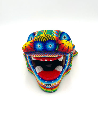 Huichol art jaguar head