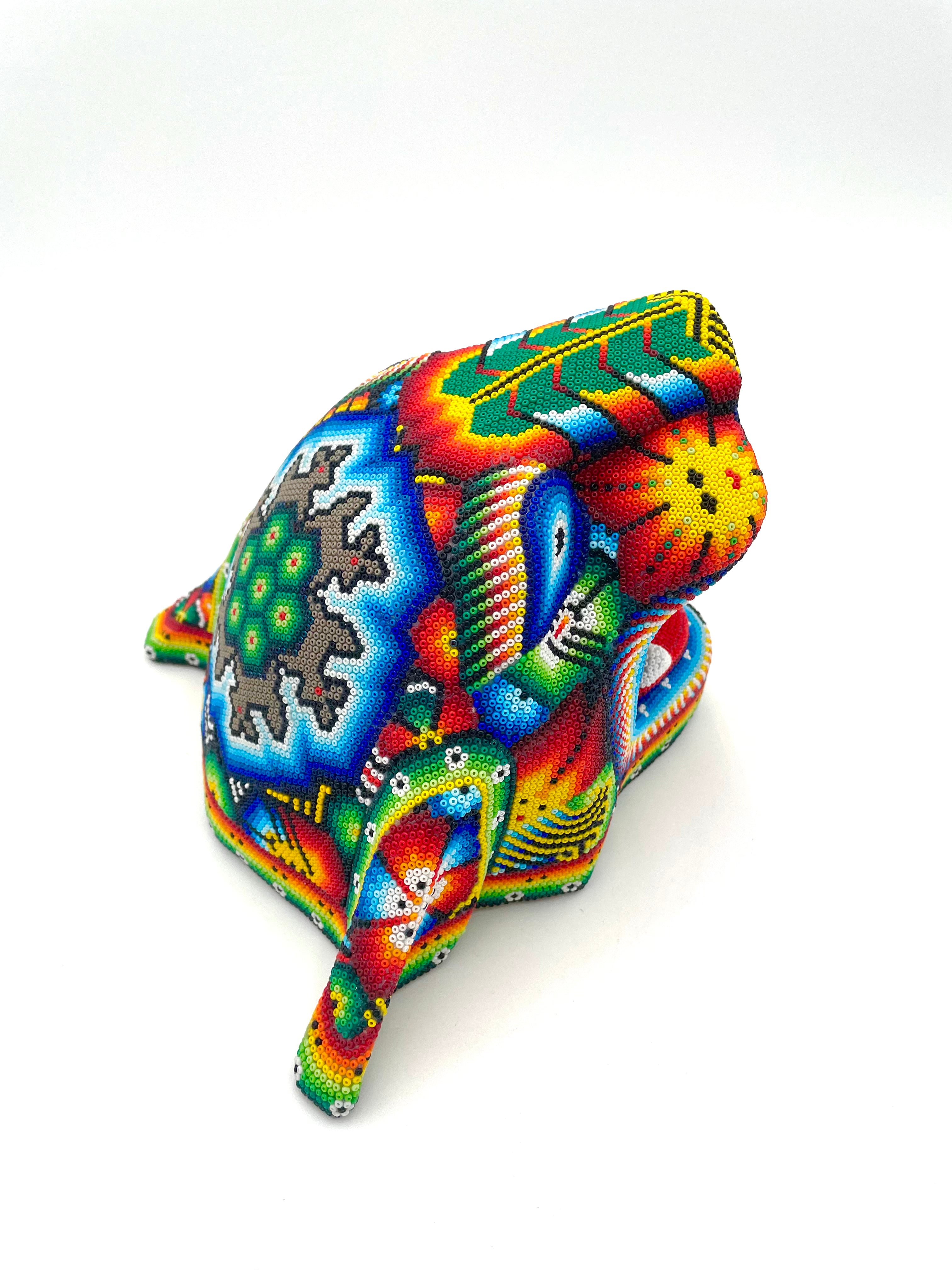 Huichol art jaguar head