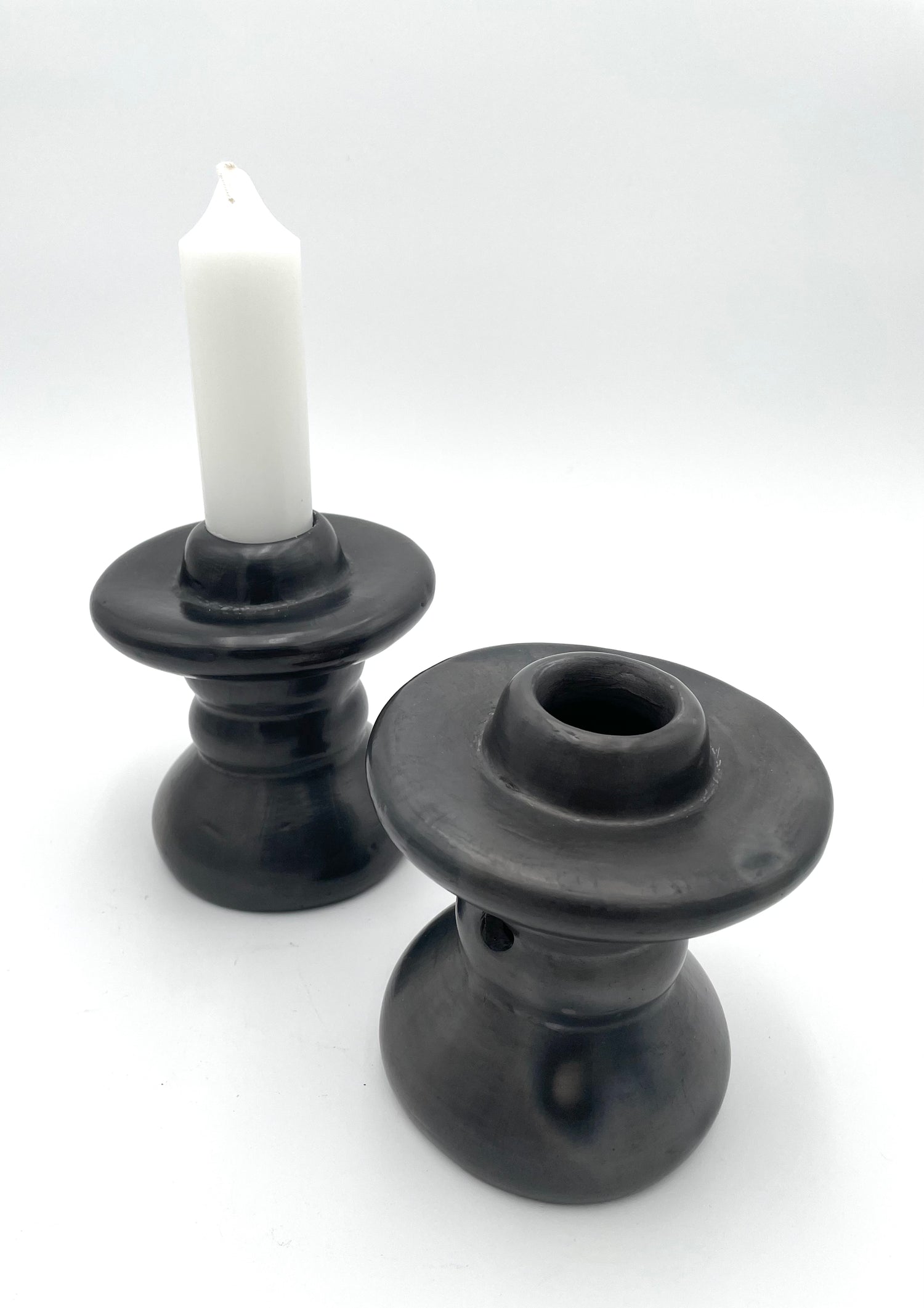 Black clay candlestick