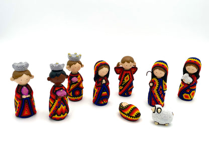 Huichol art nativity set