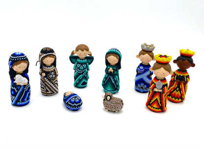 Huichol art nativity set