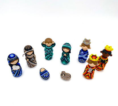 Huichol art nativity set