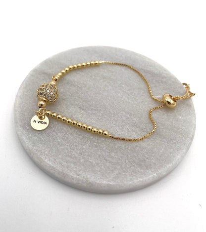 Handmade gold plated bracelet, with small sphere