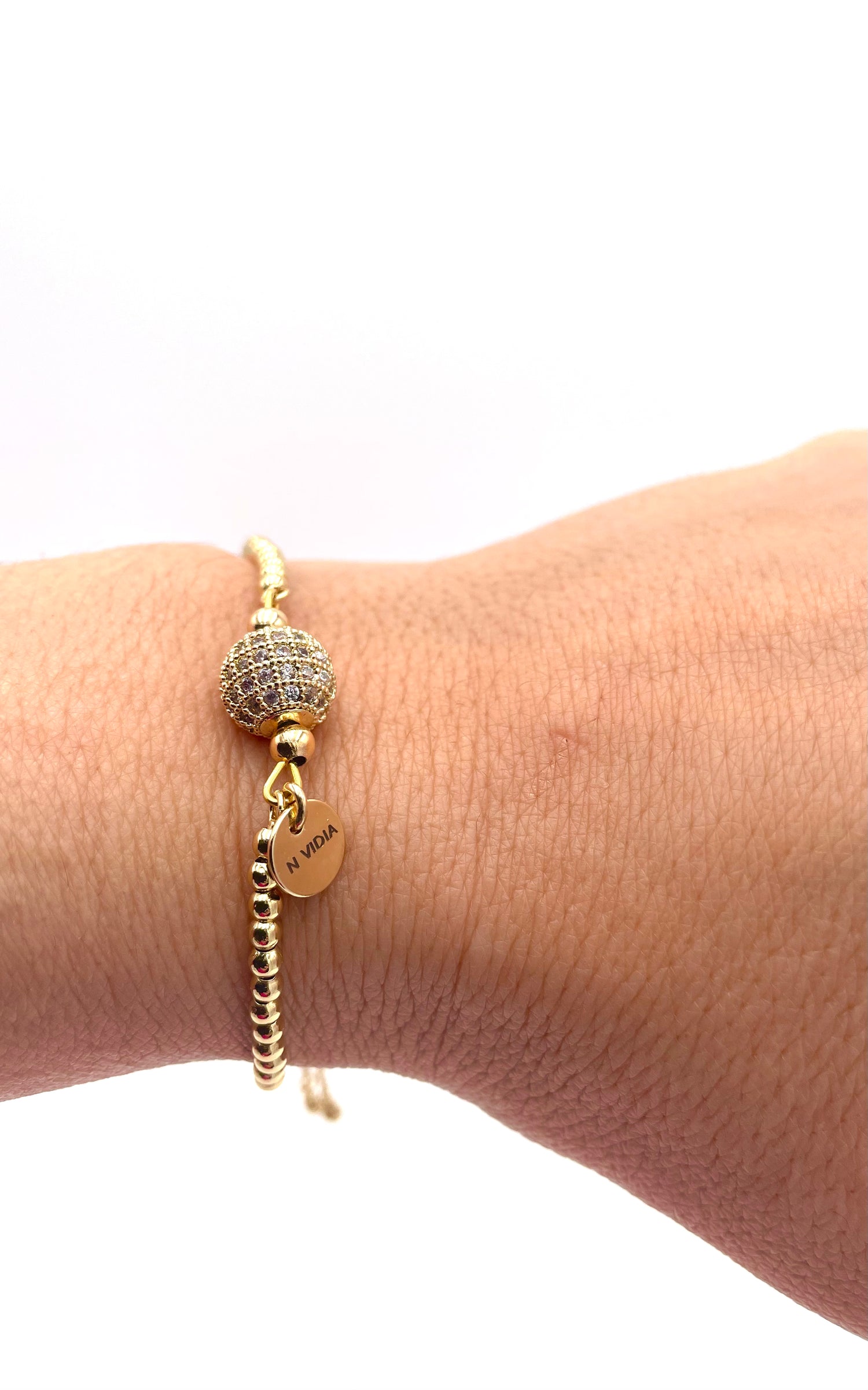 Handmade gold plated bracelet, with small sphere