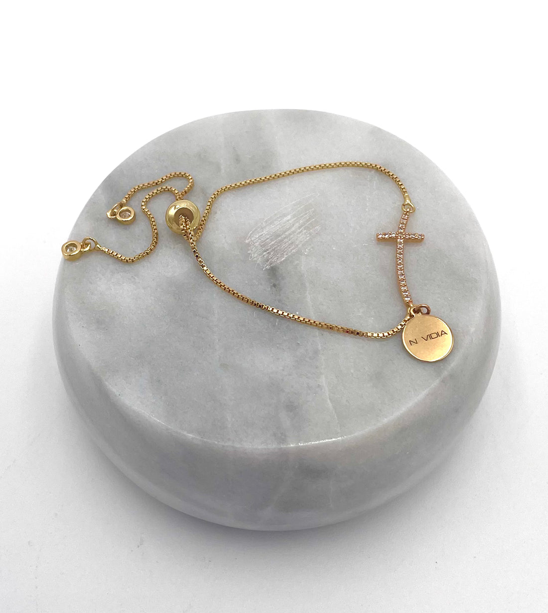 Handmade gold plated bracelet stone cross