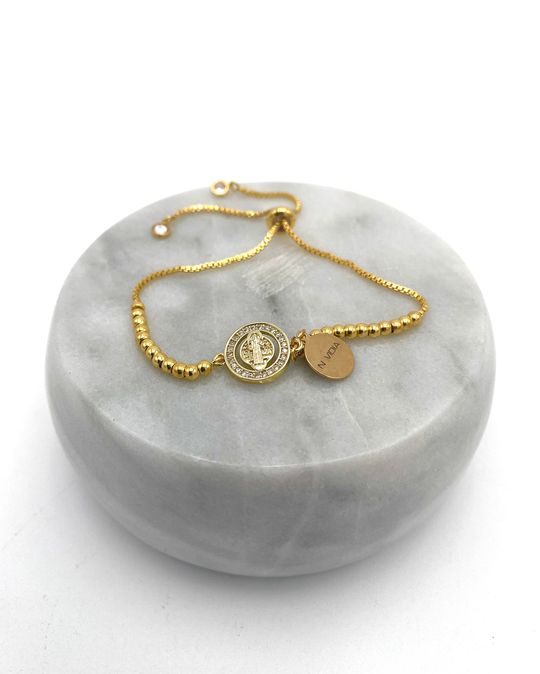 Handmade gold plated bracelet saint medal