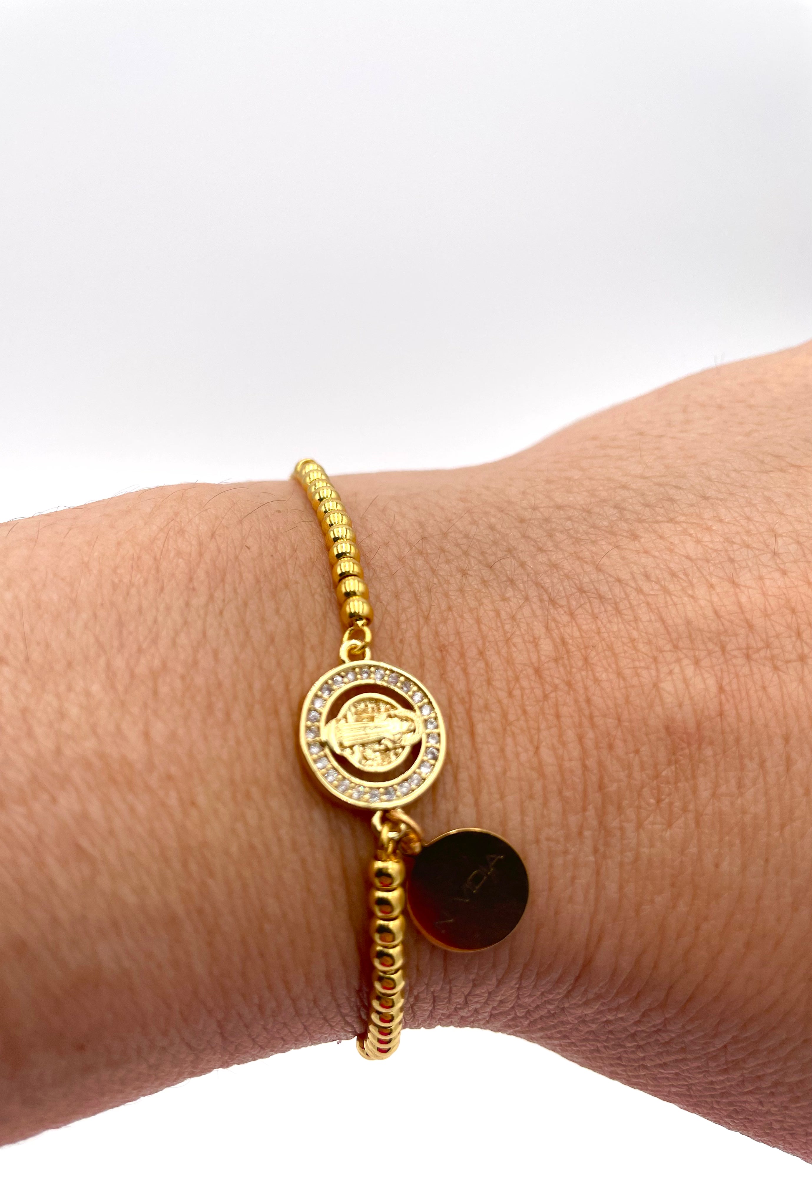 Handmade gold plated bracelet saint medal