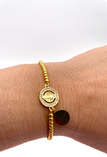 Handmade gold plated bracelet saint medal