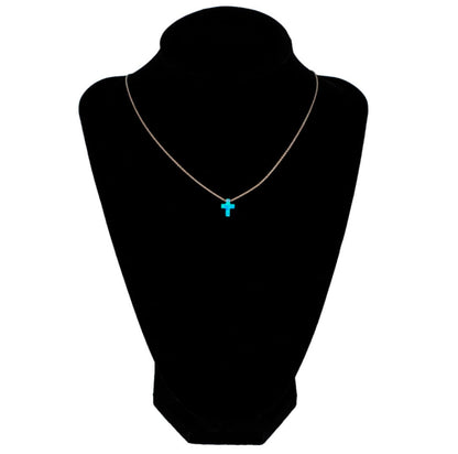 Opal Cross or Heart necklace with 14K gold plated chain