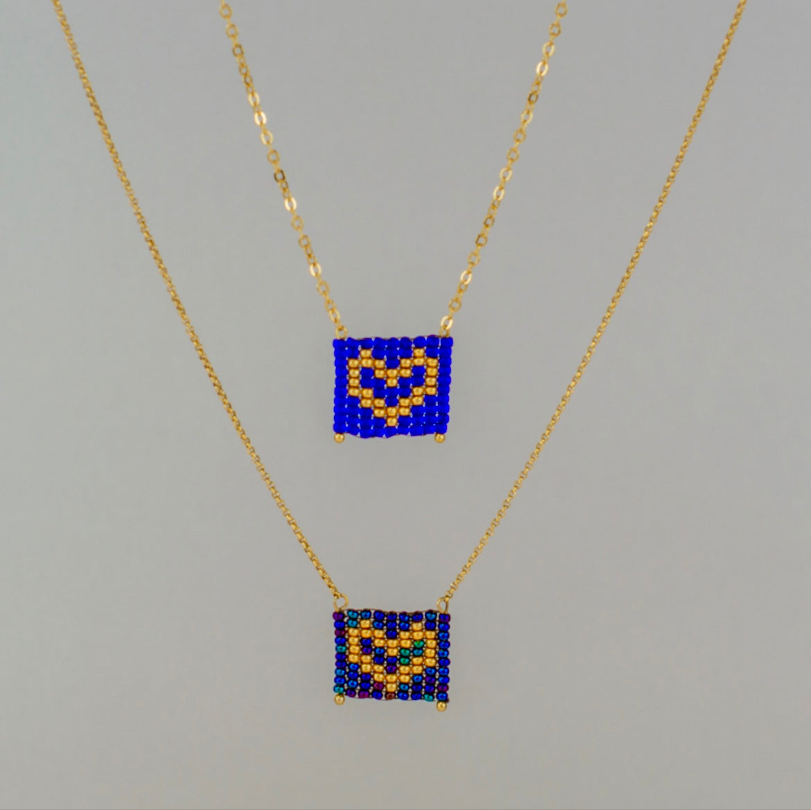 Hand woven Miyuki bead, Horizontal Heart necklace