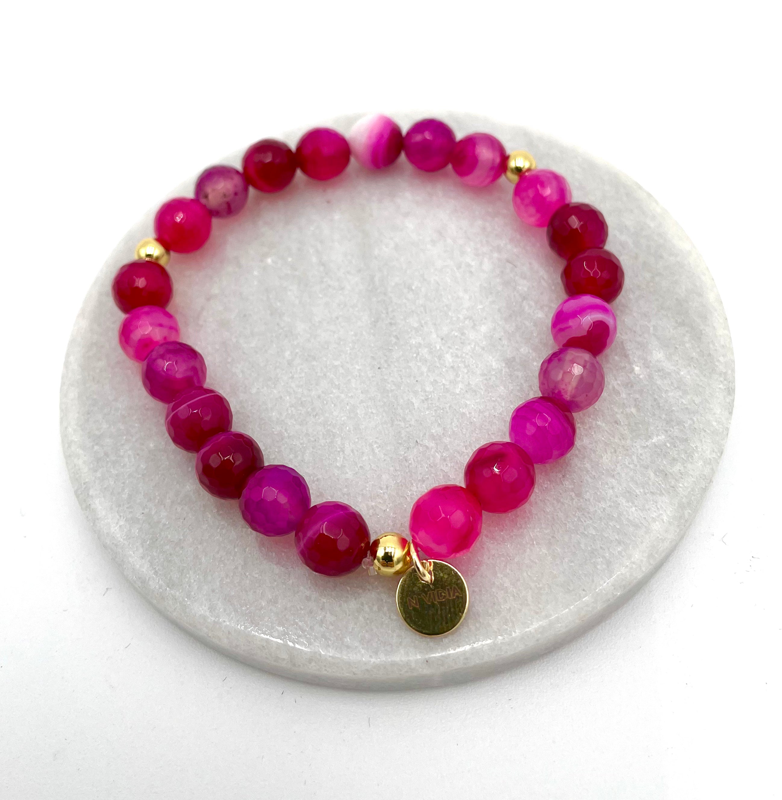 Pink Handmade Natural Stone Bracelet