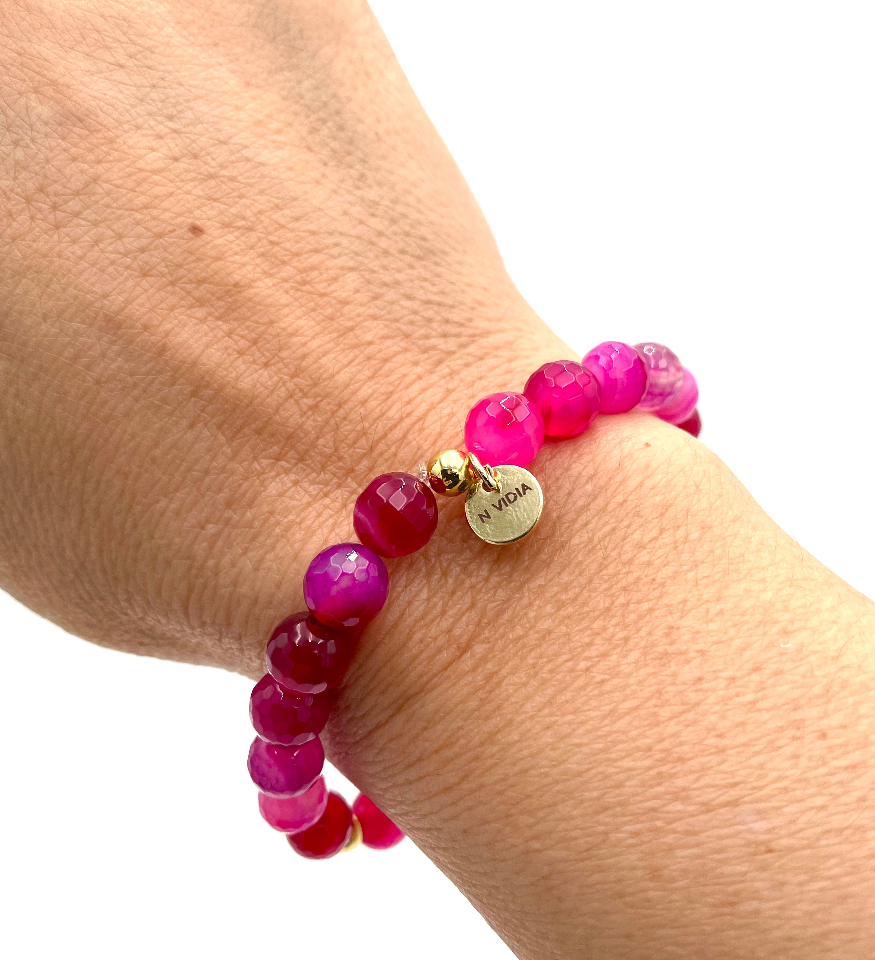 Pink Handmade Natural Stone Bracelet