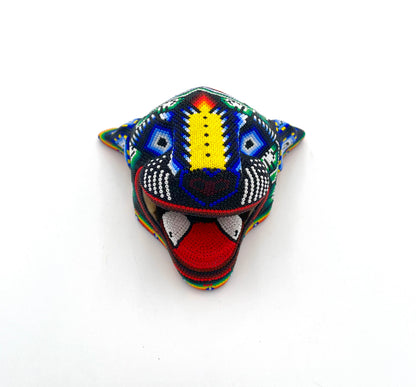 Huichol art jaguar head