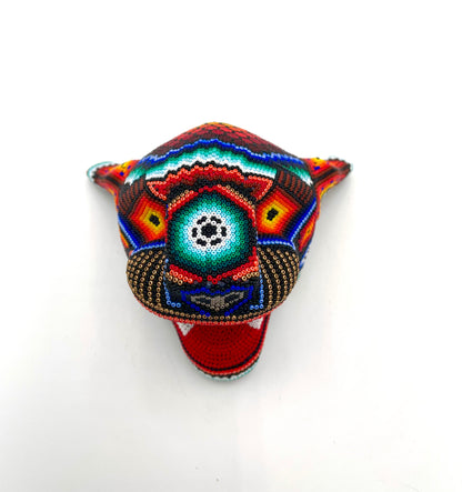 Huichol art jaguar head