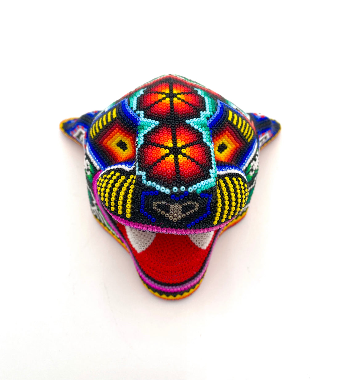 Huichol art jaguar head